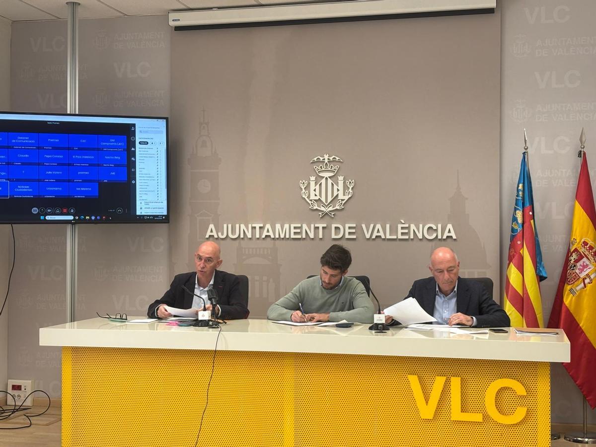 Rueda de prensa del gobierno municipal para hacer balance de las Fallas