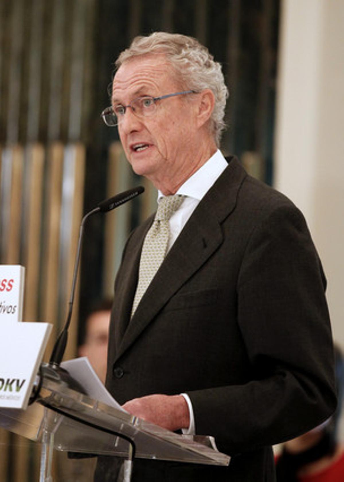 El ministre de Defensa, Pedro Morenés, aquest dimarts, durant la conferència que ha pronunciat en un esmorzar informatiu d’Europa Press.