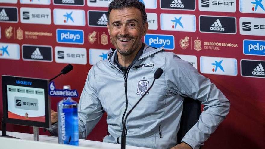 Luis Enrique, durante una rueda de prensa con la selección.