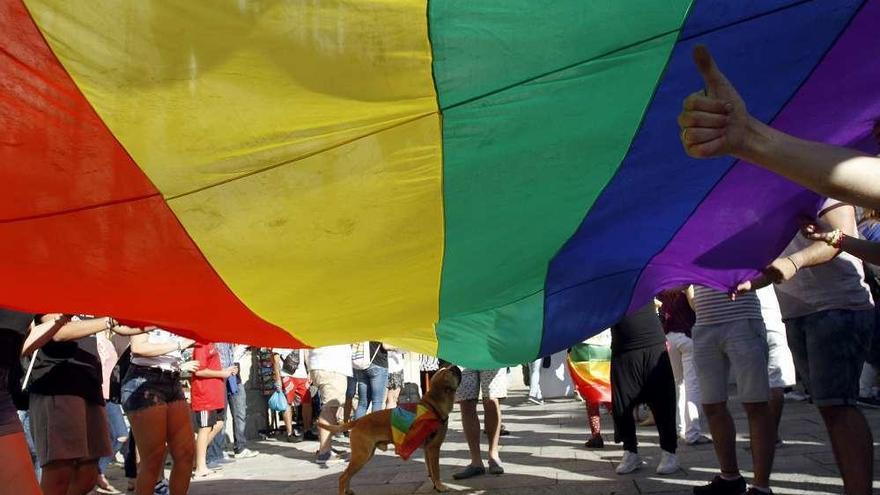 Un grupo de personas, en el Día del Orgullo Gay en Vigo. // Marcos Canosa