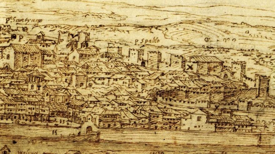 Vista del Mercado, Anton de van der Wyngaerde, 1570.