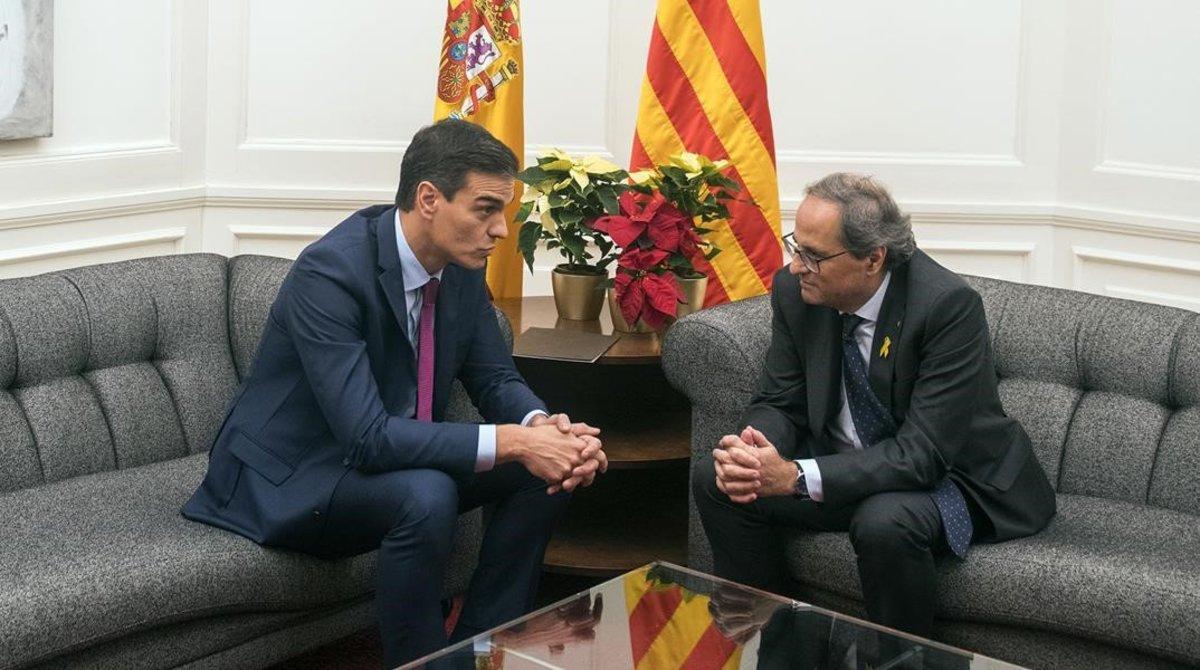 Pedro Sánchez y Quim Torra, el 20 de diciembre en el Palau de Pedralbes.