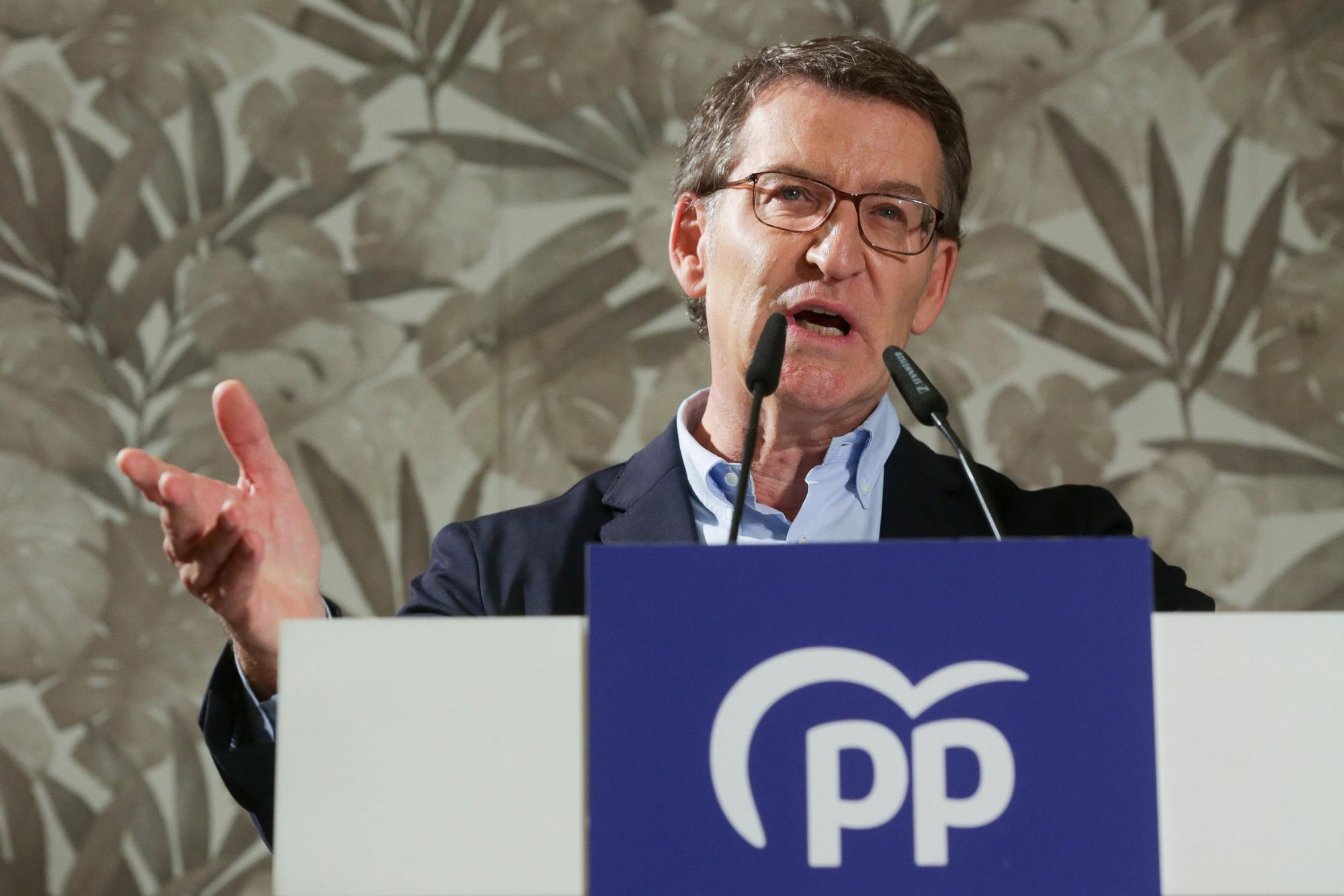 El Presidente nacional del PP, Alberto Núñez Feijóo, asiste a una pulpada con la militancia del PP en Lugo.