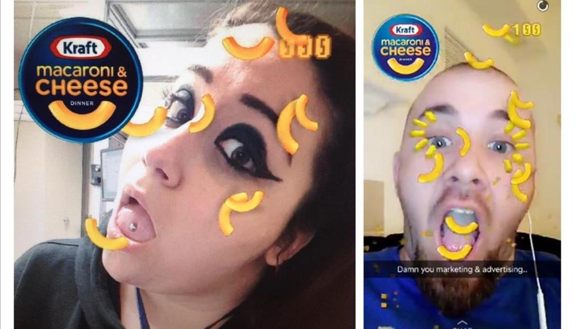 Filtro con un anuncio de ganchitos sobre usuarios de Snapchat.
