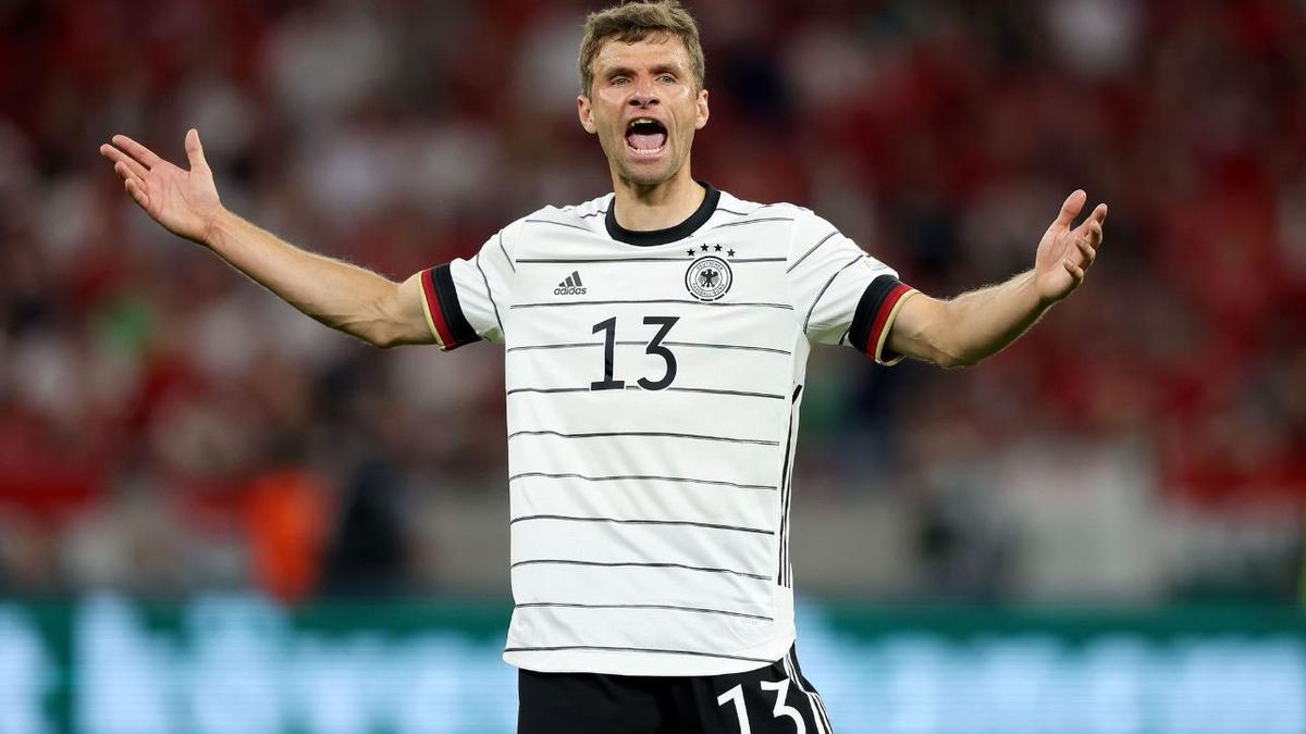 Thomas Müller durante un partido de la selección alemana