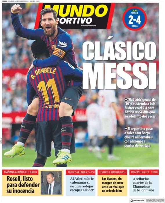 Portada MUNDO DEPORTIVO domingo 24 febrero 2019