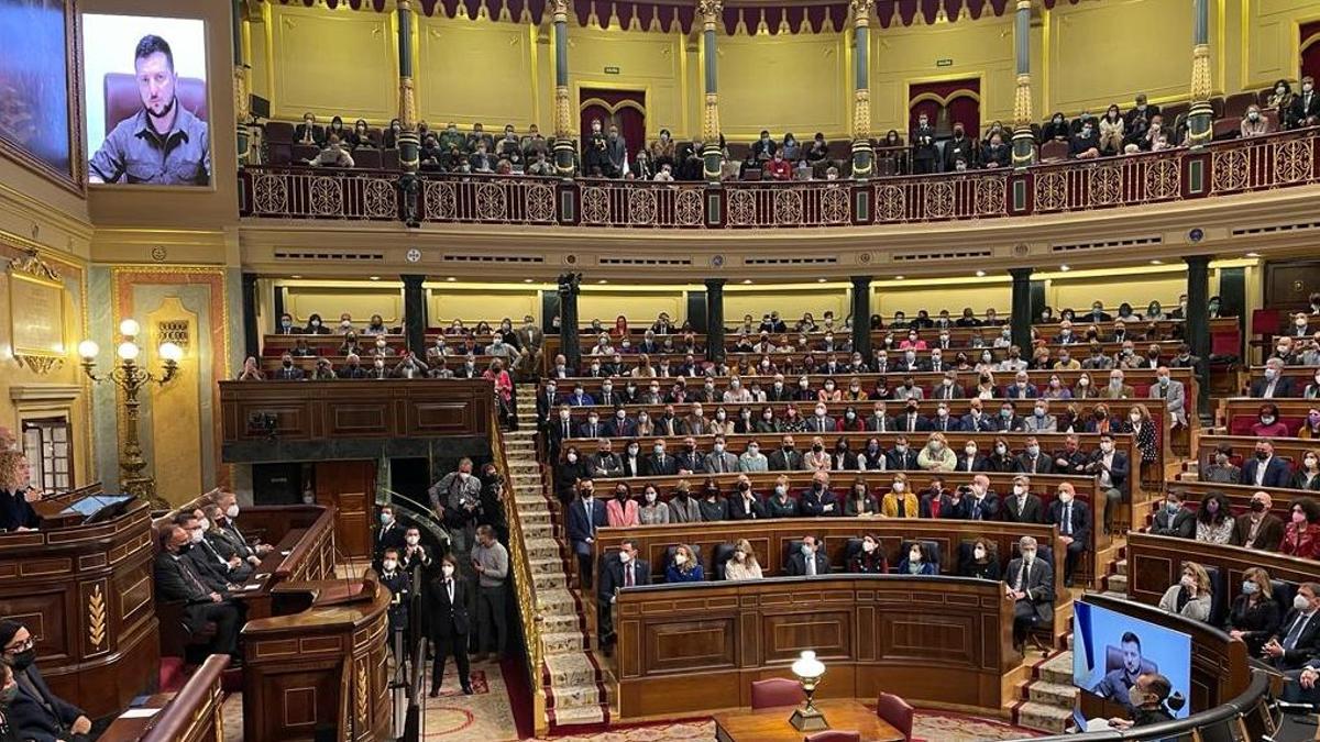 Zelenski en el Congreso de los Diputados de Madrid