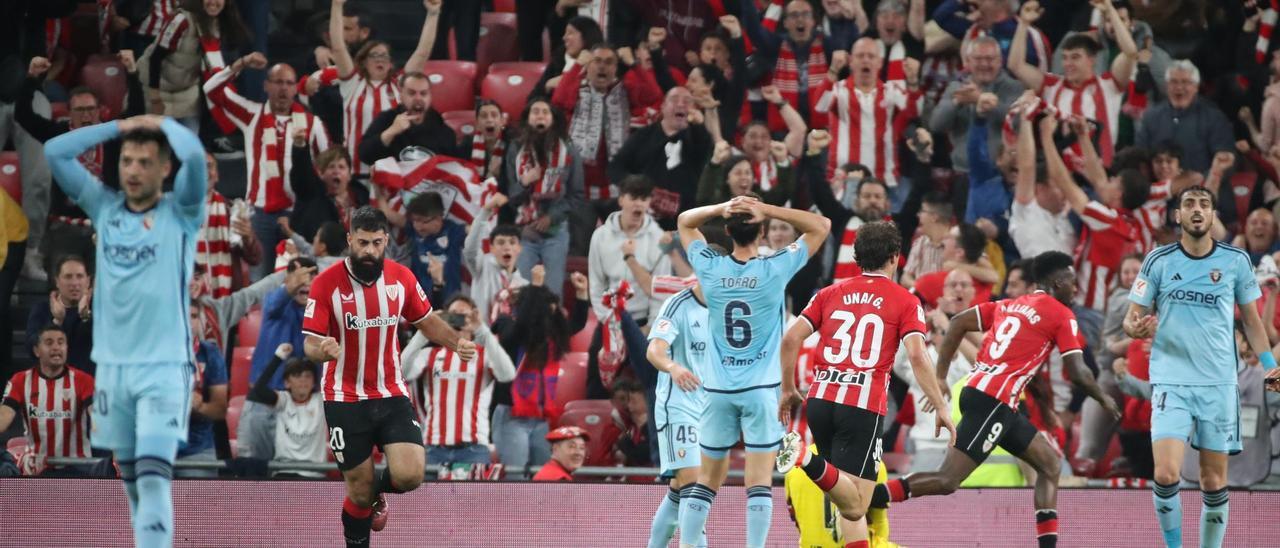 El Athletic salva un empate ante Osasuna en el descuento, pero se aleja de la Champions
