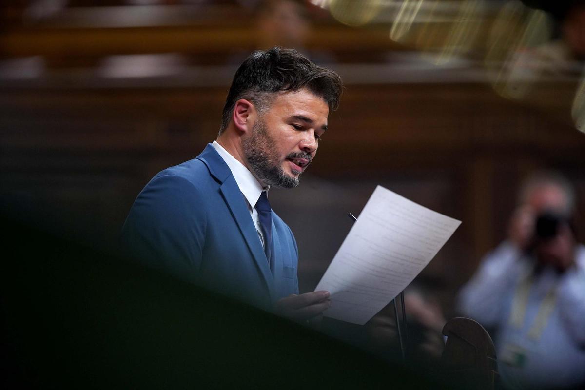 El líder de ERC en Madrid, Gabriel Rufián, en el debate de investidura.