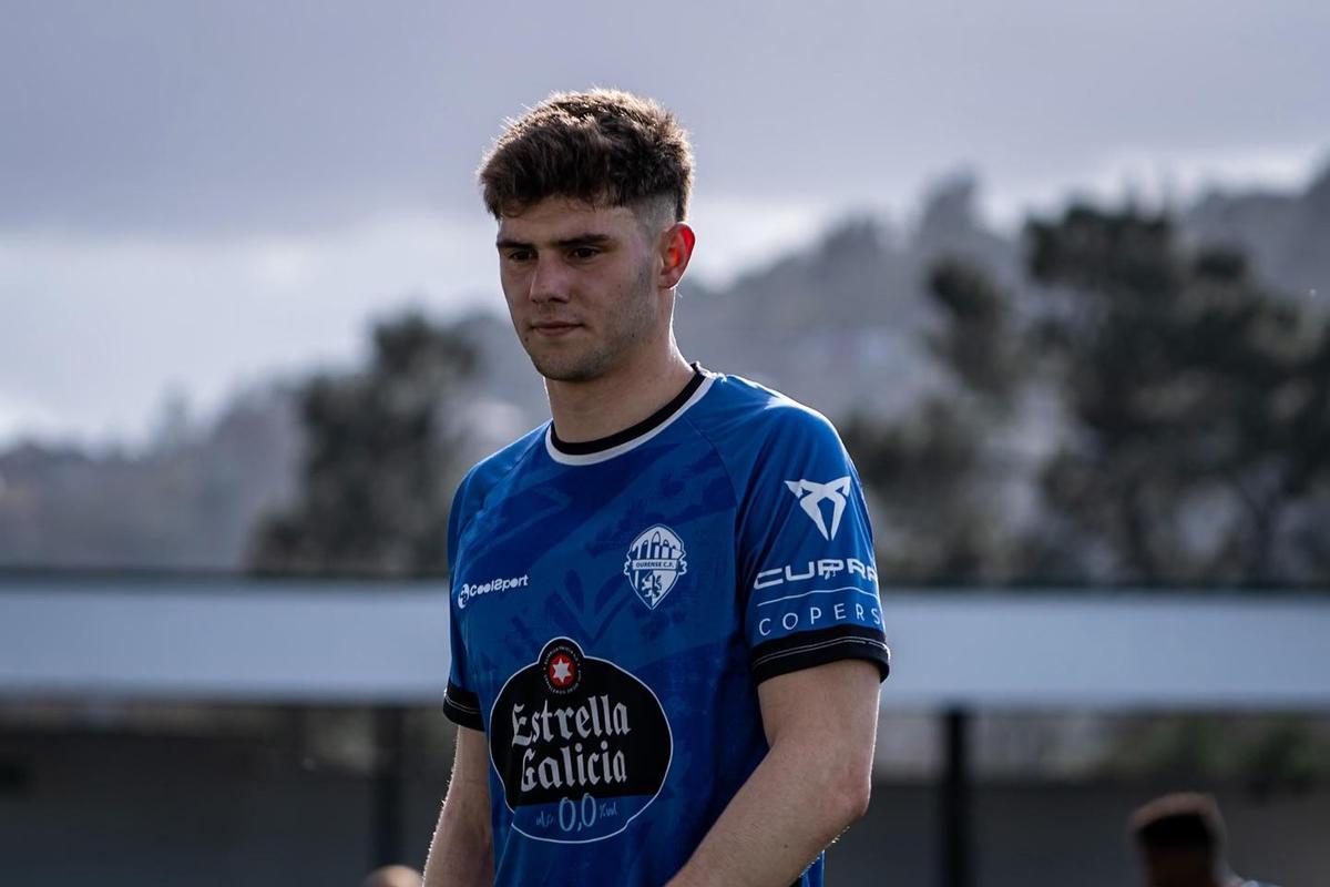 Adrián Guerrero, durante su último partido con el Ourense CF