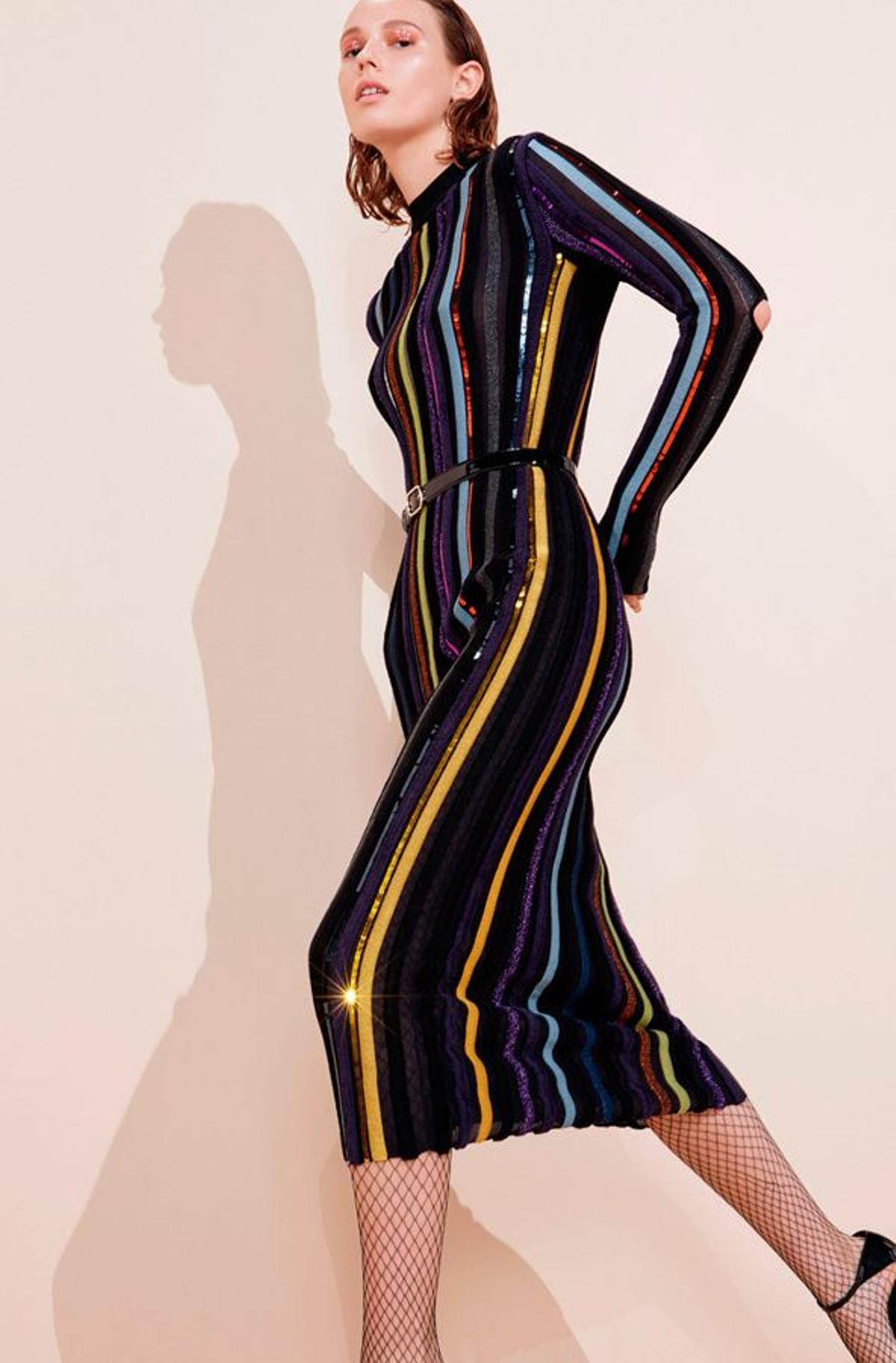 Vestido de rayas y lentejuelas de Nina Ricci