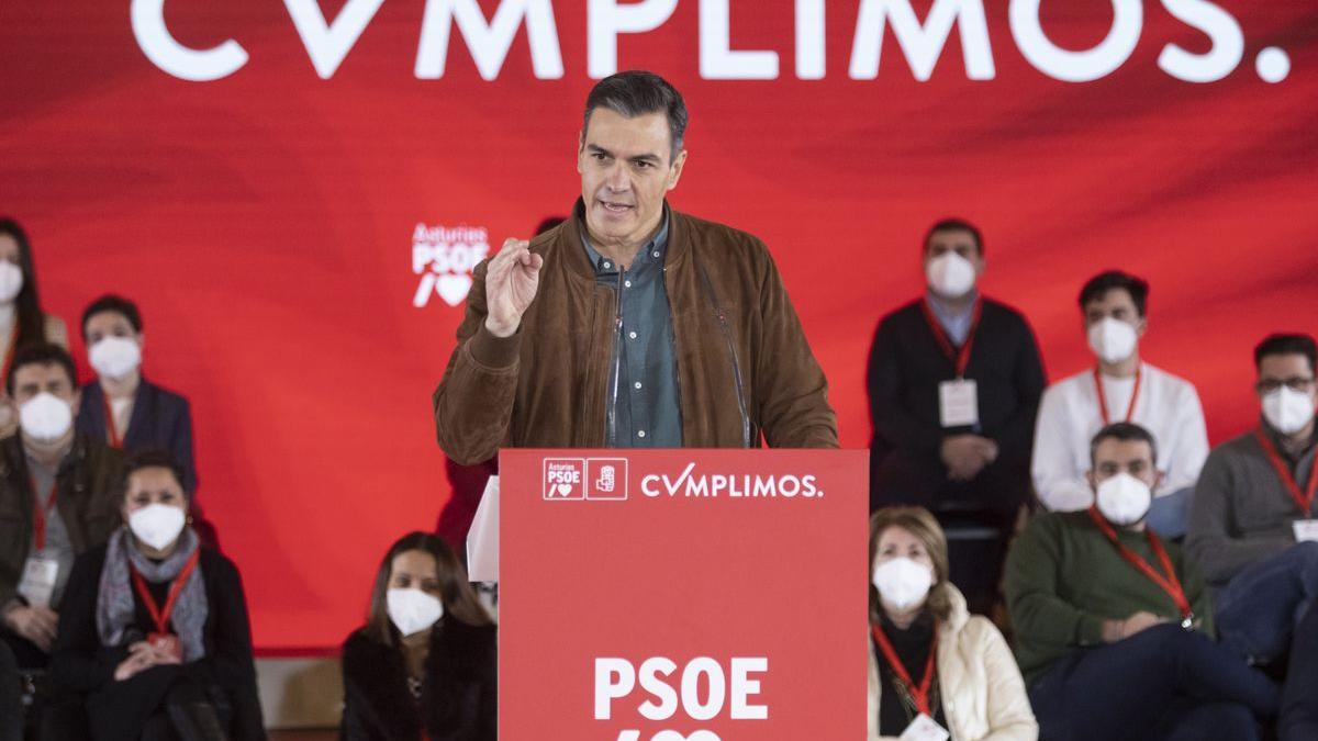 El presidente del Gobierno, Pedro Sánchez, durante un acto en Gijón.