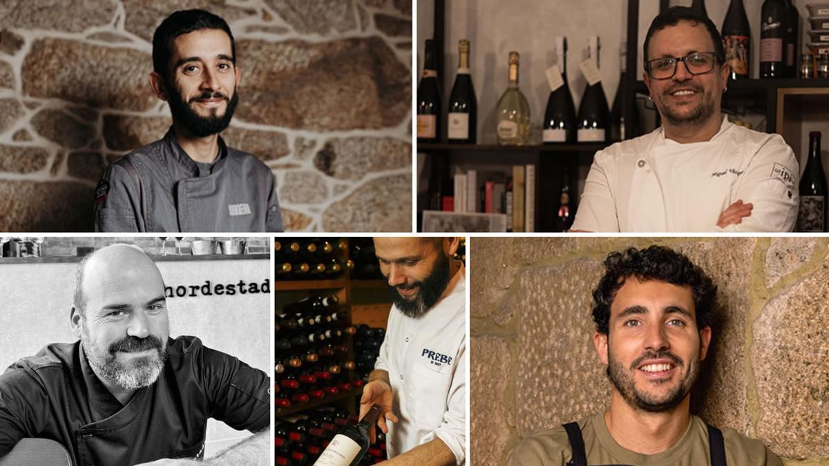Los cinco chefs escogidos para llevarse el premio Cociñeiro Galego 2025.
