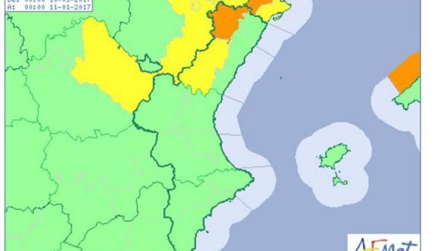 Alerta naranja por vientos fuertes en el interior