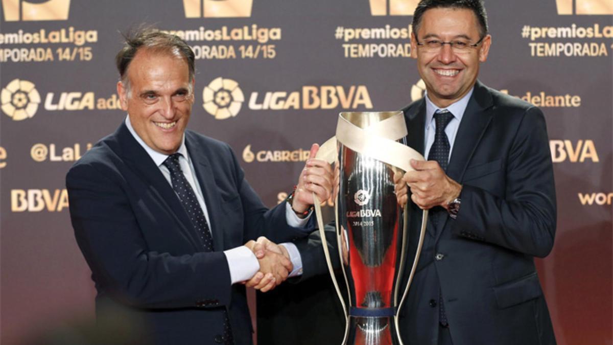 Tebas y Bartomeu coincidieron en la gala de la LFP. Este miércoles han vuelto a hablar por teléfono