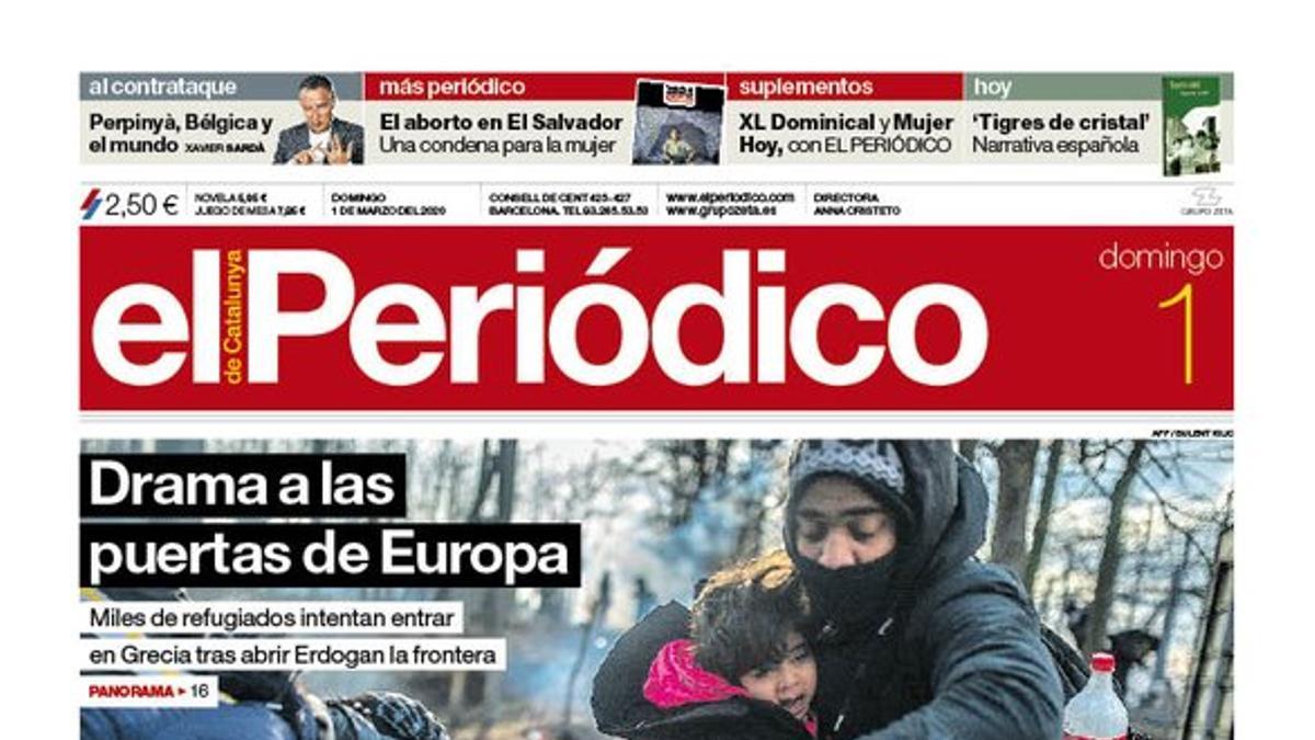 La portada de EL PERIÓDICO del 1 de marzo del 2020.