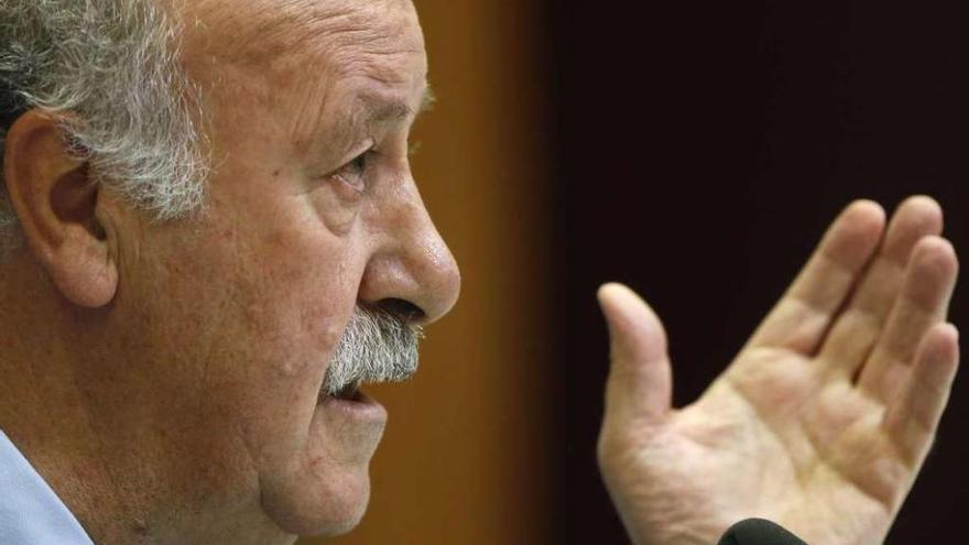 Del Bosque, durante la rueda de prensa de ayer.