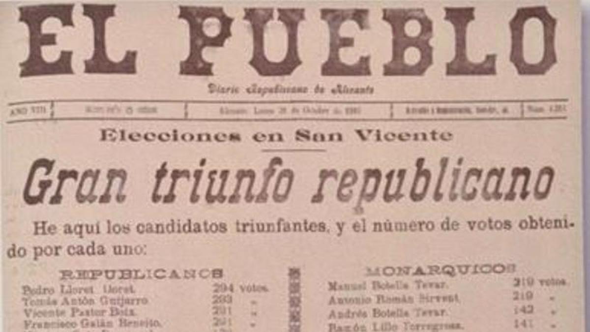 Portada de 1910 del diario republicano El Pueblo