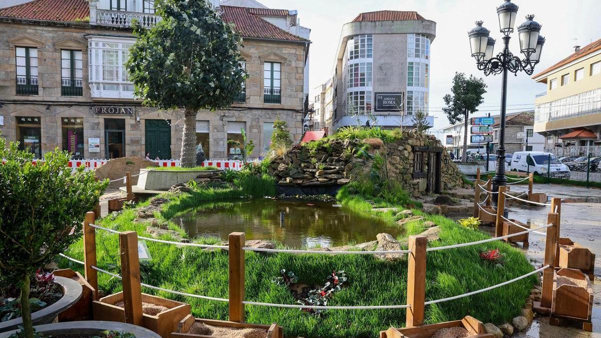 El estanque montado el año pasado en la Aldea de Nadal de Cambados .