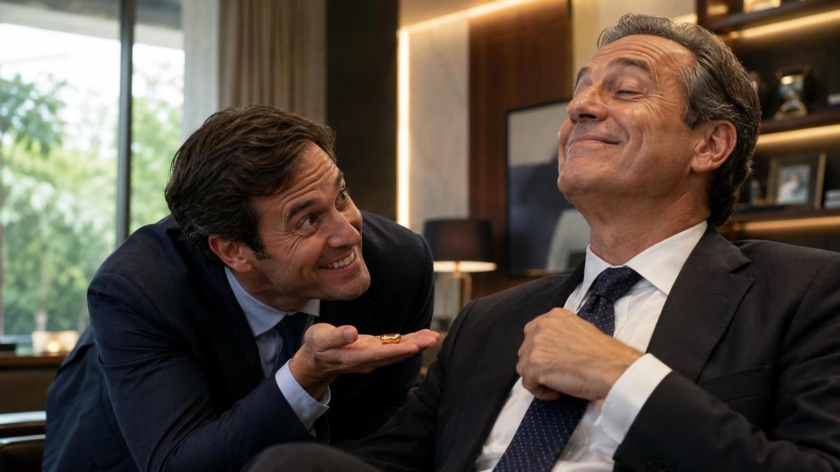 Un empleado dorándole la píldora a su jefe.