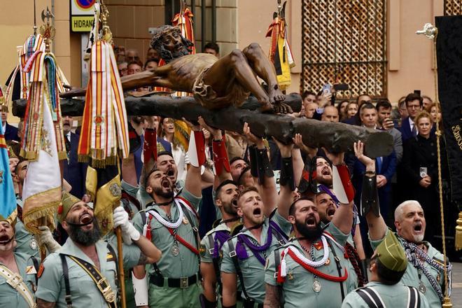El traslado de la Legión del Cristo de la Buena Muerte de Mena, en imágenes