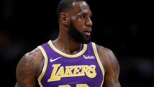 Lebron James  23 of the Los Angeles Lakers plays the Denver Nuggets at the Pepsi Center in Denver  Colorado.  Photo by Matthew Stockman Getty Images      