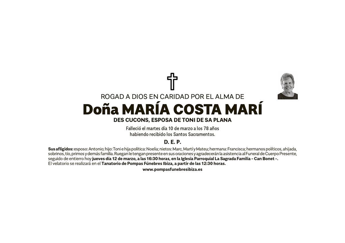 Esquela María Costa Marí