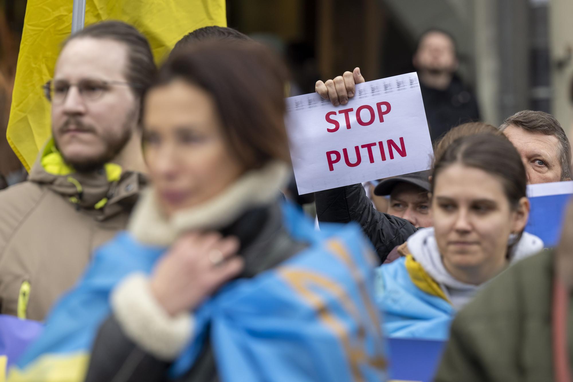 Protest in Bern against Russia invasion Ukraine