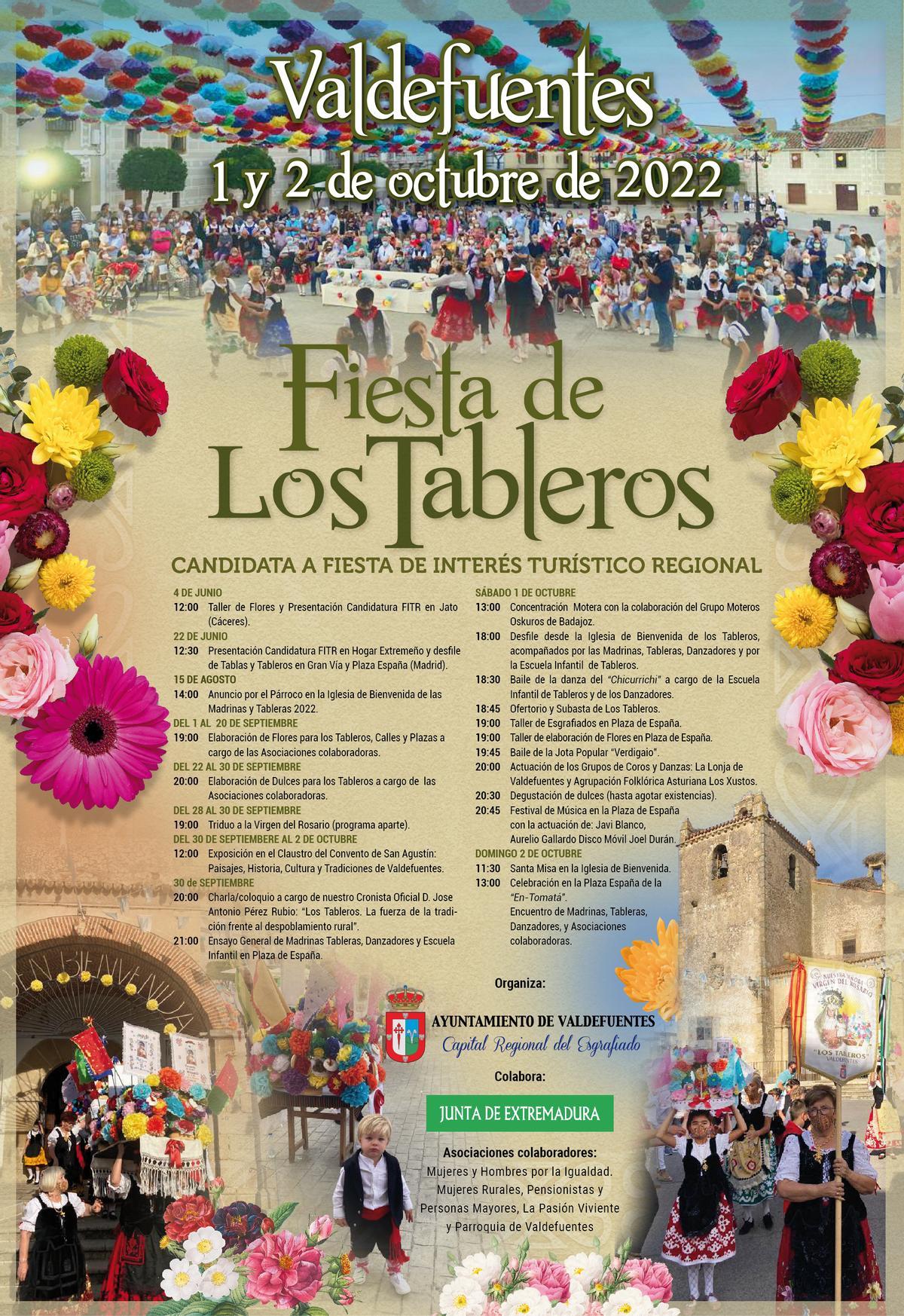 Programa de la Fiesta de Los Tableros de Valdefuentes de este año.