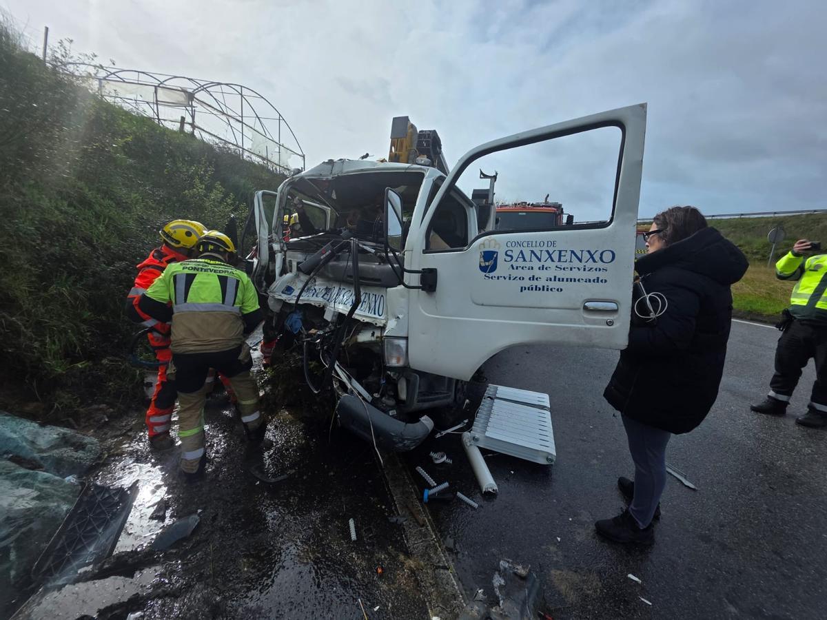 Camión en el que viajaba el conductor que fue excarcelado