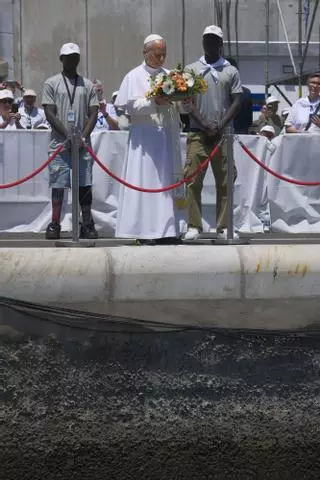 El papa en el muelle de Arguineguín, Gran Canaria