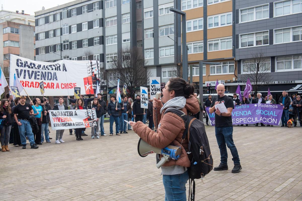 Manifestación en As Conchiñas, en A Coruña, por el derecho a la vivienda