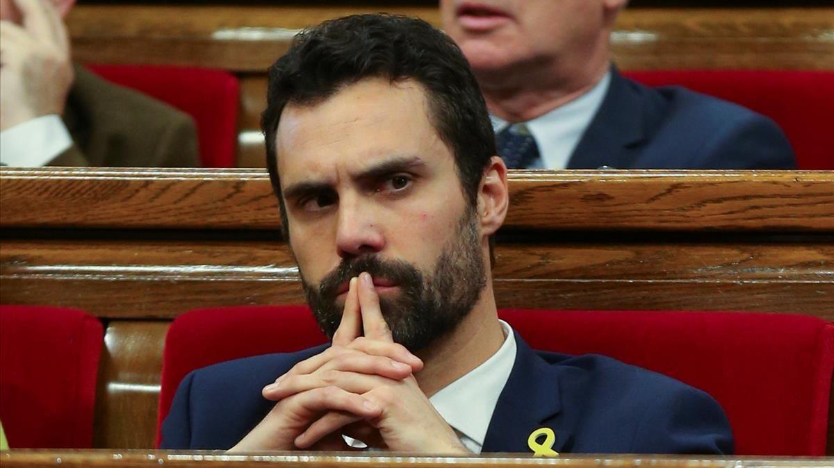 El presidente del Parlament, Roger Torrent, en la sesión constitutiva del Parlament.