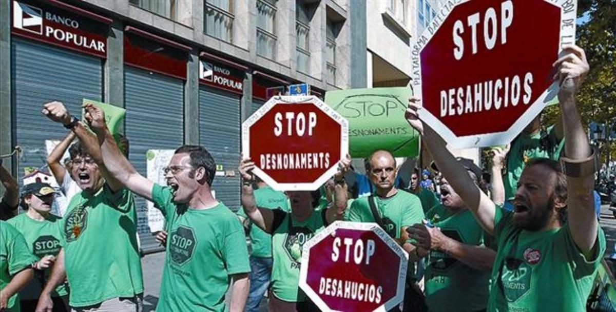 Protesta de la Plataforma d’Afectats per la Hipoteca, el mes de juny passat a Barcelona.