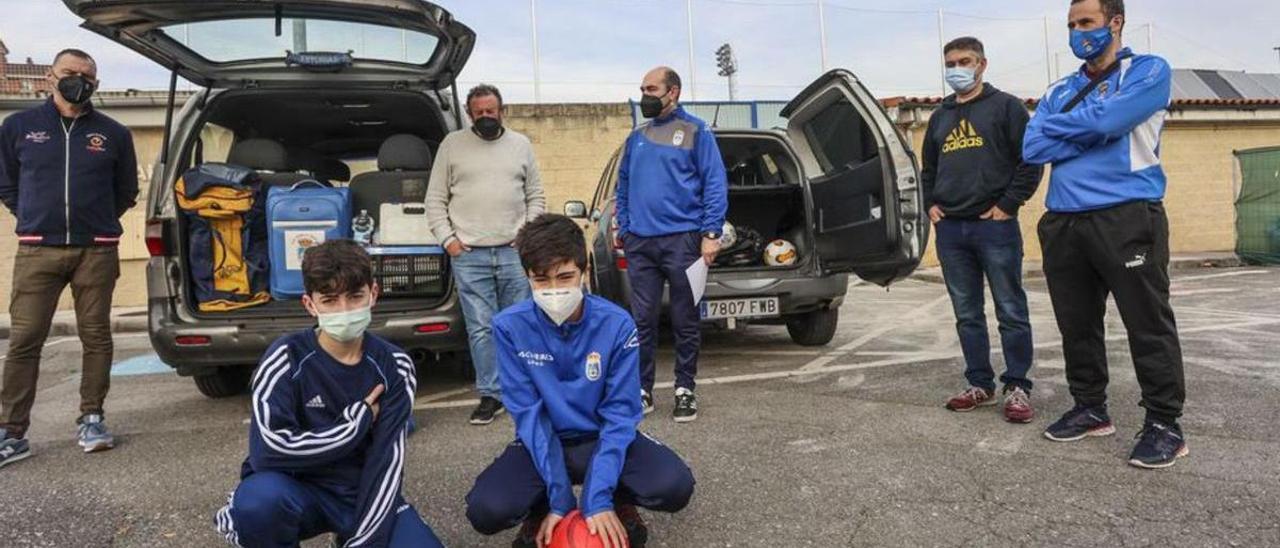 Por la izquierda, Nacho Moreno, Ismael Suárez, César González, Lucas Daunesse, Rubén Suárez, Ángel Luis Suárez y Francisco Daunesse. | Irmá Collín