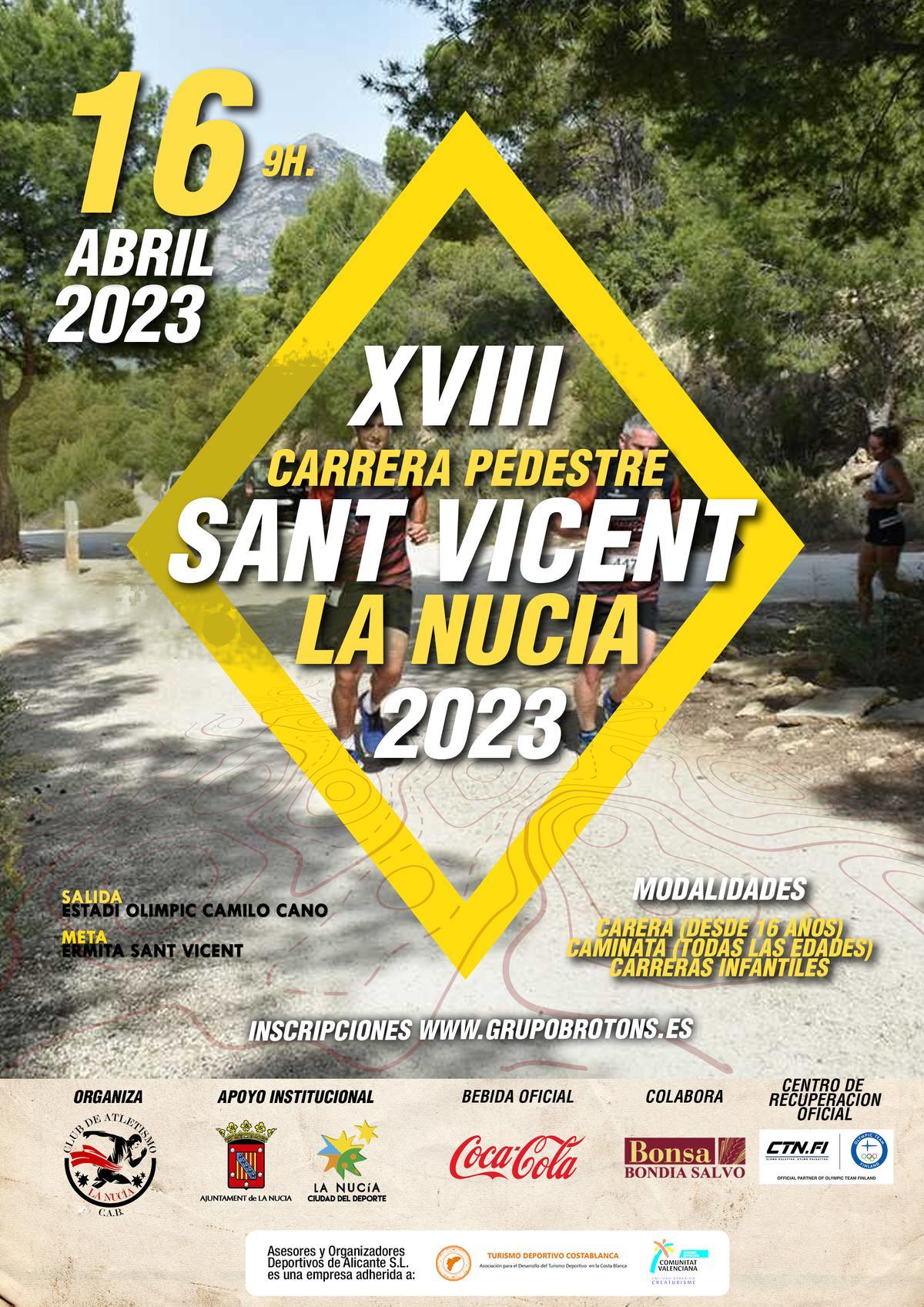 Cartel de la XVIII Carrera Pedestre Sant Vicent 2023.