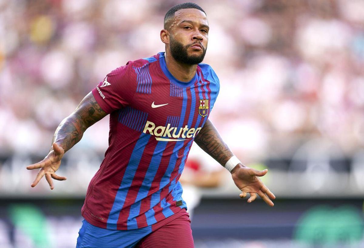 Memphis Depay con la camiseta del Barça en su primera temporada en el Camp Nou.