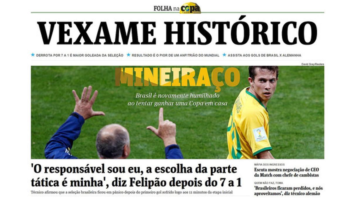 Portada de la edición digital de 'Folha de Sao Paulo'.