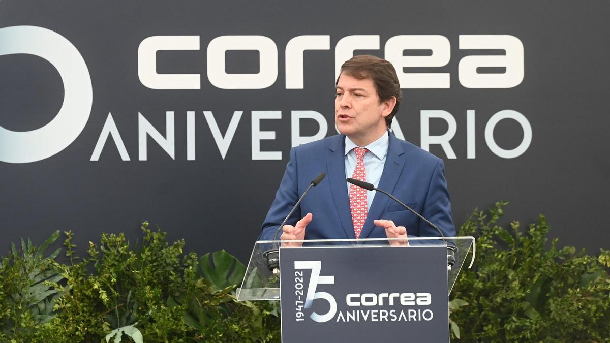 El presidente de la Junta, Alfonso Fernández Mañueco, en el acto de conmemoración del 75 aniversario de la empresa Nicolás Correa.