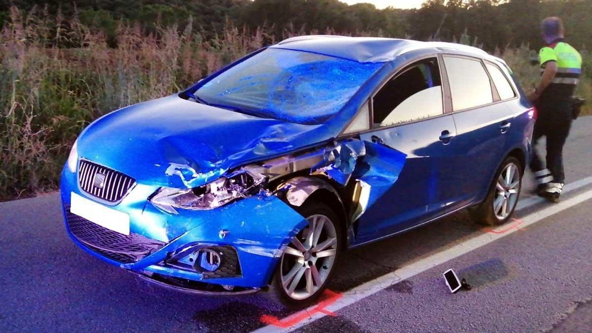 El coche causante del atropello múltiple de ciclistas