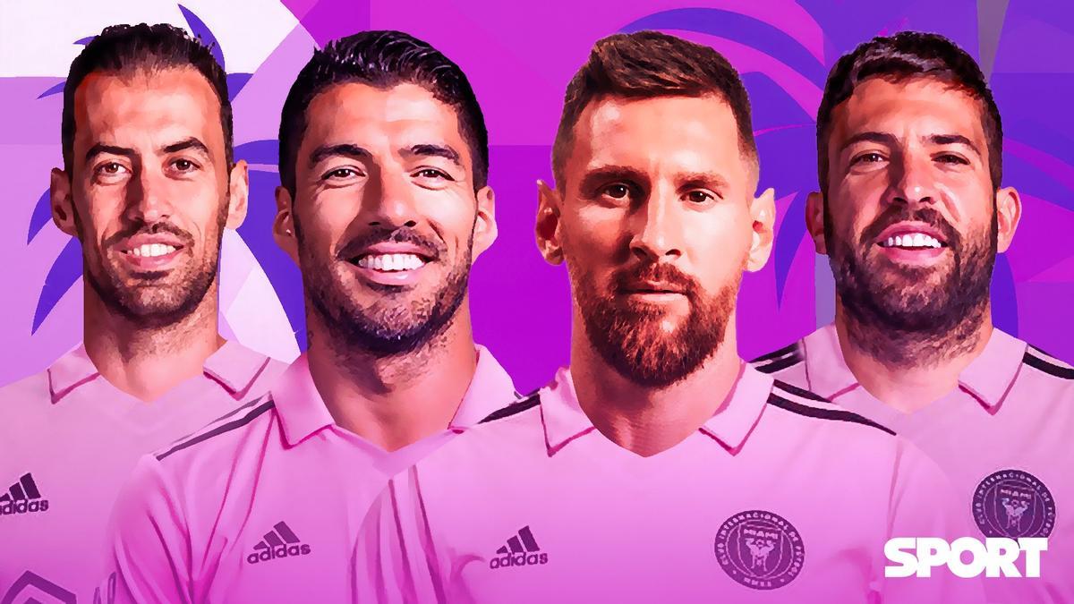 Busquets, Luis Suárez, Leo Messi y Jordi Alba, en el Inter Miami
