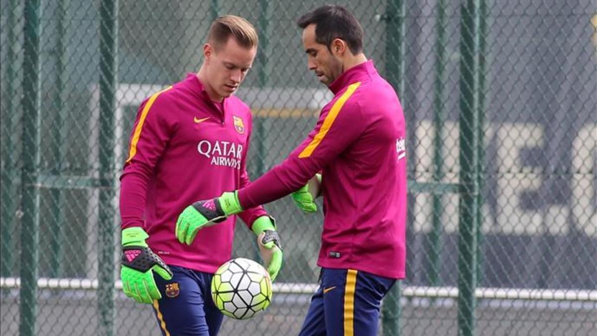 Bravo y Ter Stegen, durante un entrenamiento