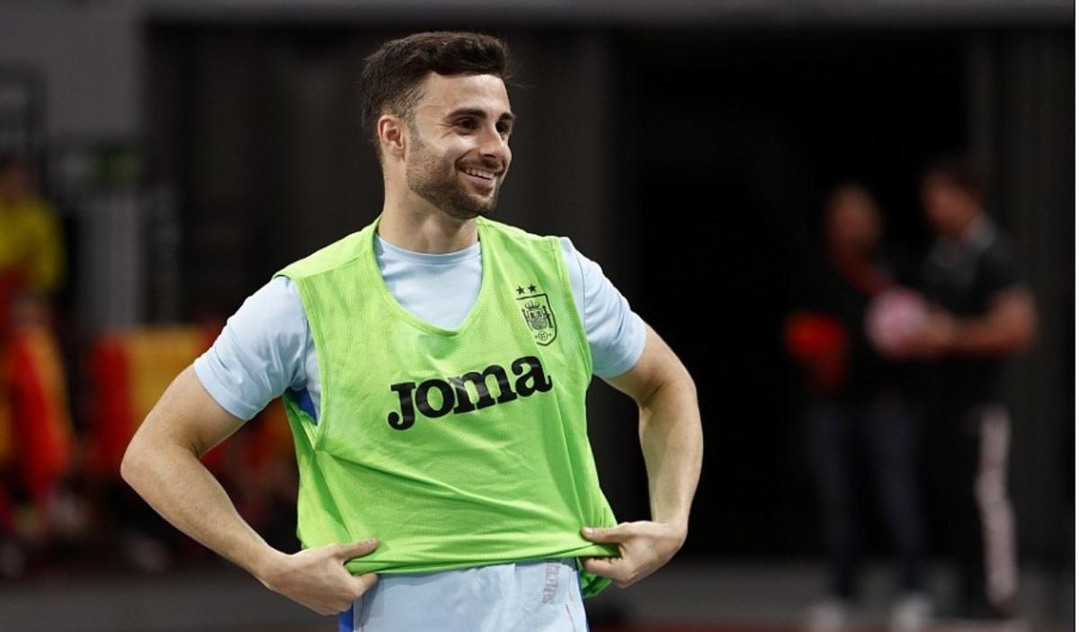 César, en un entrenamiento con la selección española de fútbol sala.