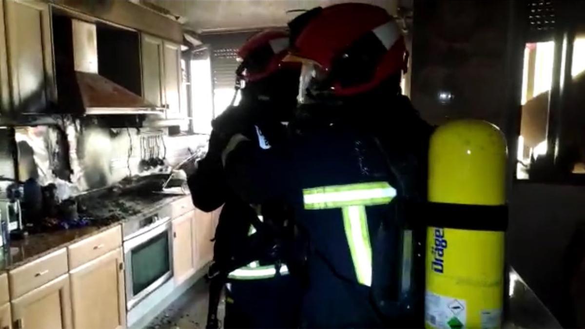 Estado en el que quedó la cocina de la vivienda.