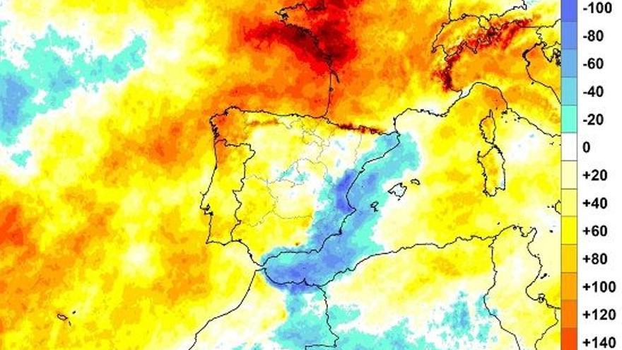 Anomalía de horas de sol en primavera