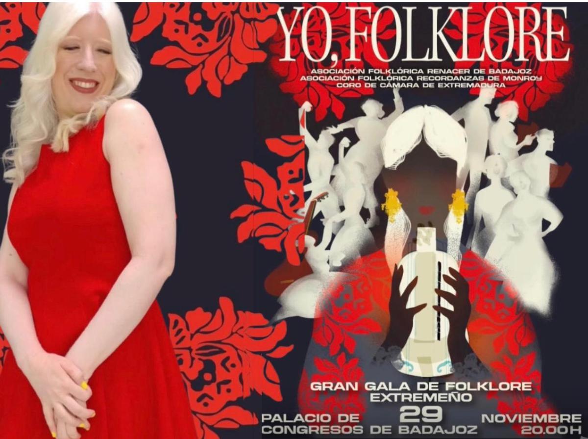 Cartel anunciador del espectáculo 'Yo, Folklore' que celebrará Renacer en el Palacio de Congresos de Badajoz.
