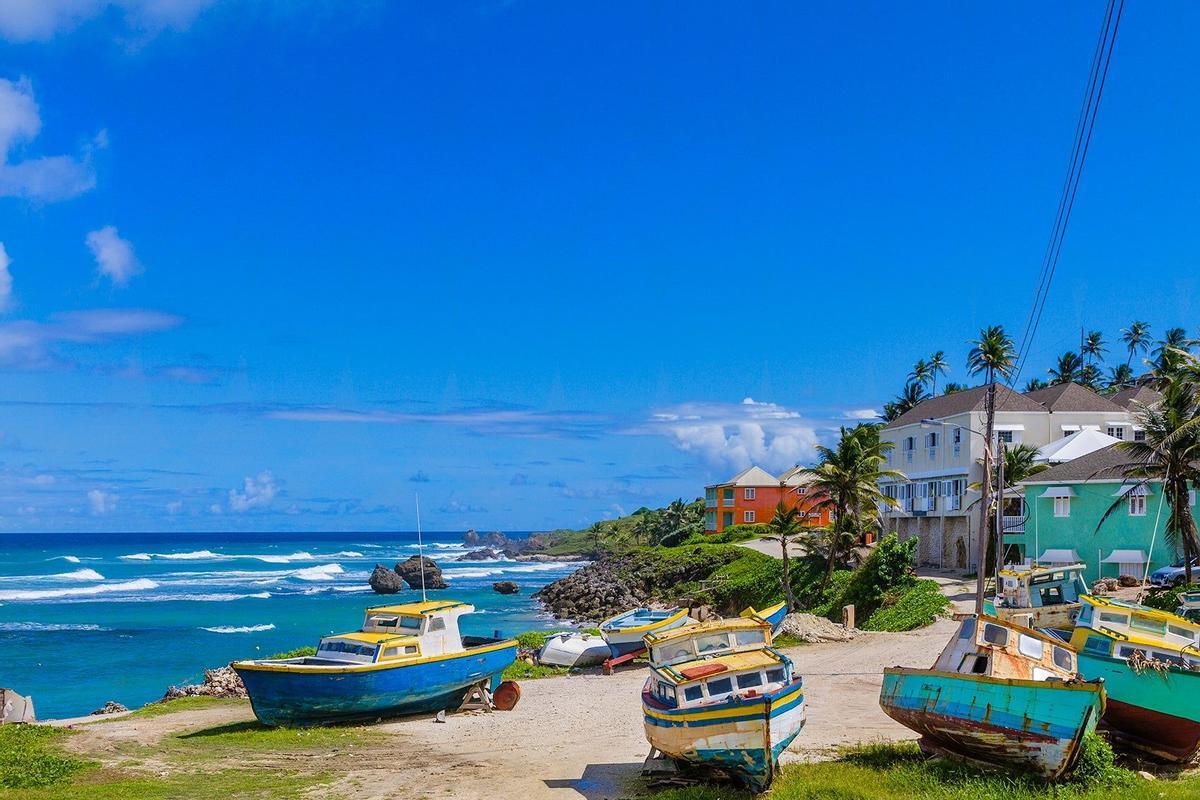 Boats by the water at Tent Bay, Barbados