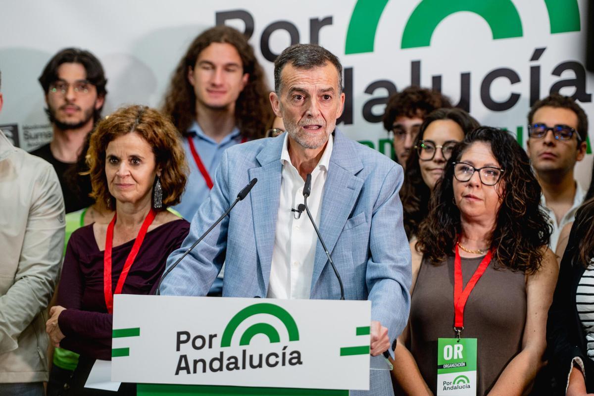 El candidato de Por Andalucía a la presidencia de la Junta, Antonio Maíllo, valora los resultados de las elecciones regionales