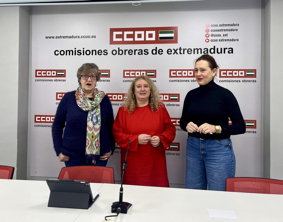 La secretaria general de CCOO en Extremadura, María Berrocal, este martes.
