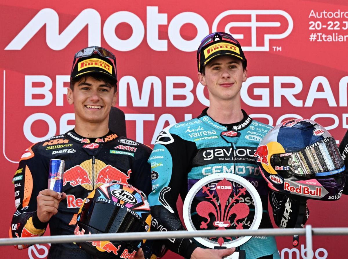 Álvaro Carpe y Máximo Martínez Quiles, en el doblete que lograron en el Gran Premio de Italia. | CLAUDIO GIOVANNINI/EFE